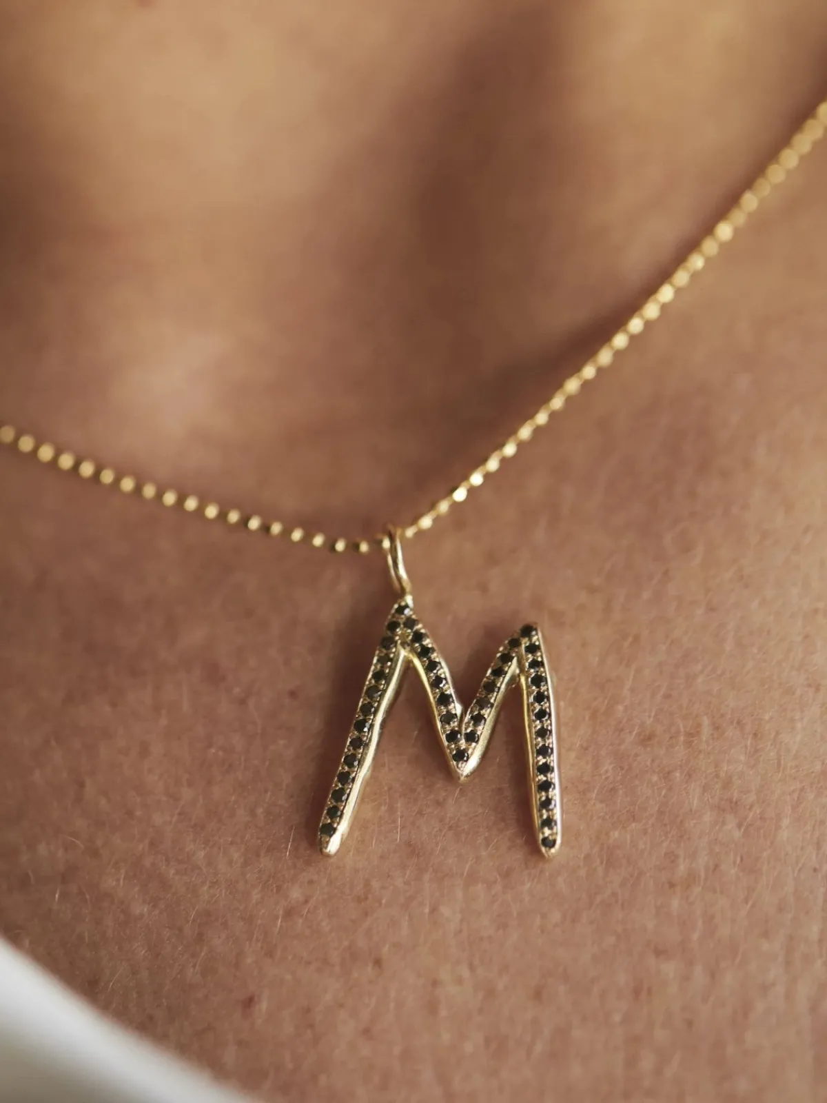 Mara Scalise Black Diamond Pavé Raw Letter