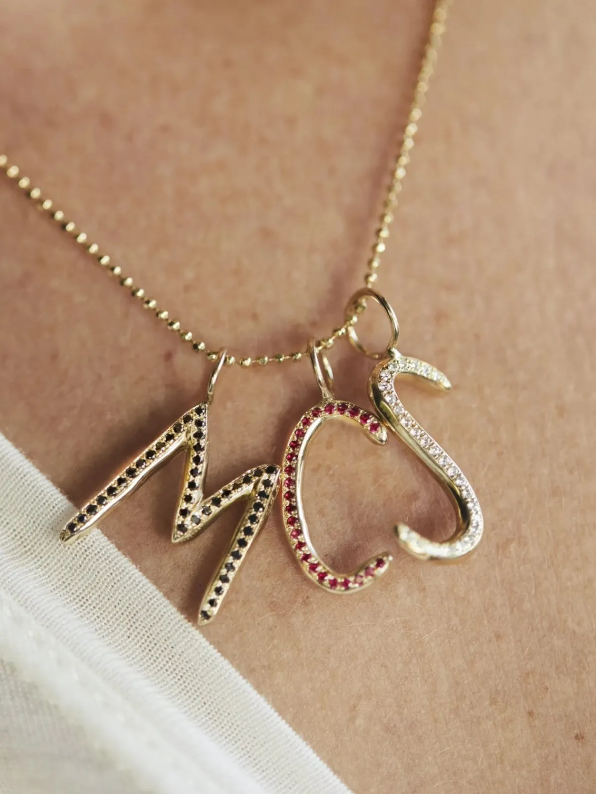 Mara Scalise Black Diamond Pavé Raw Letter