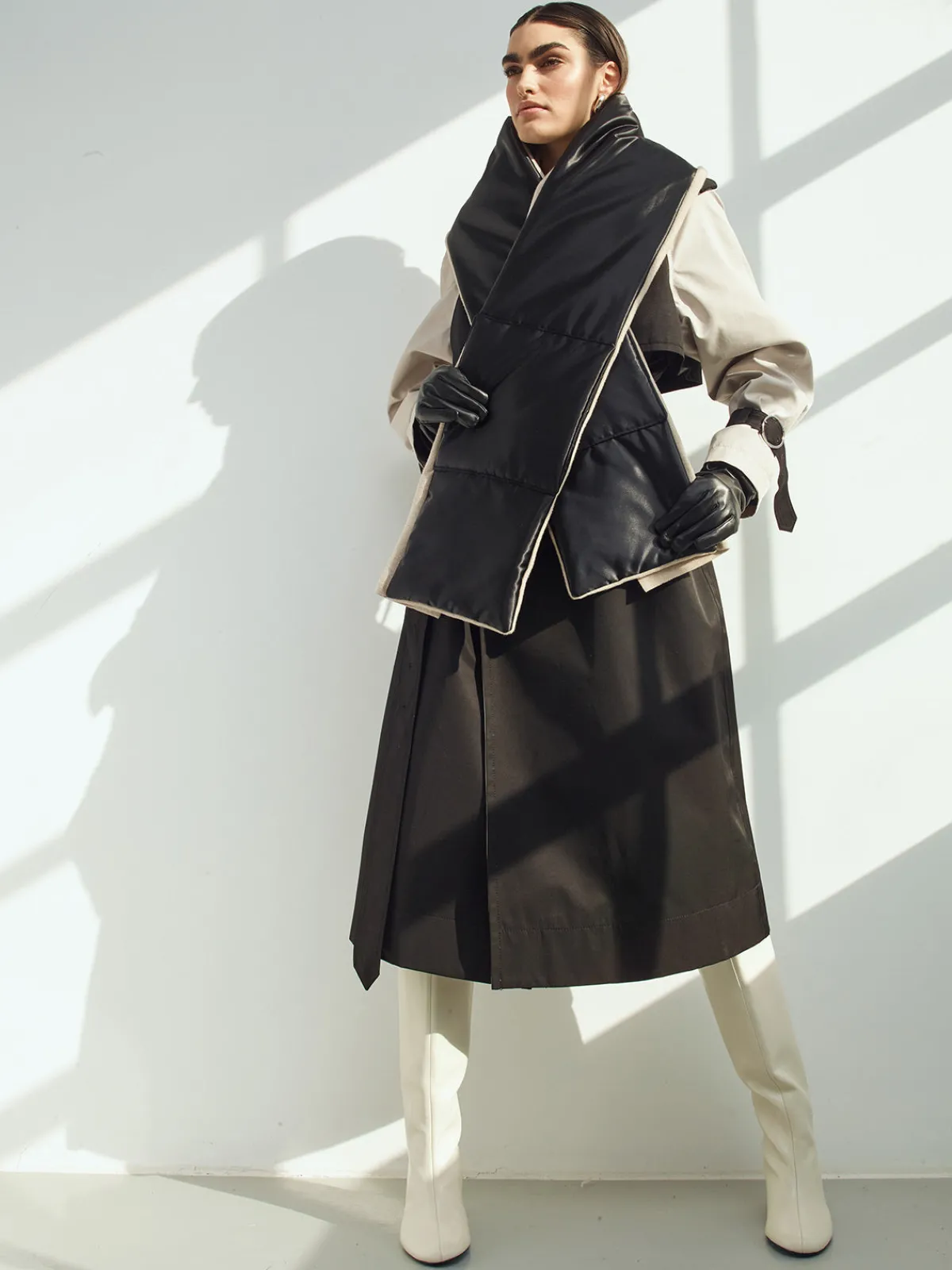 Caalo Cashmere Satin Sustainable Down Muff Scarf