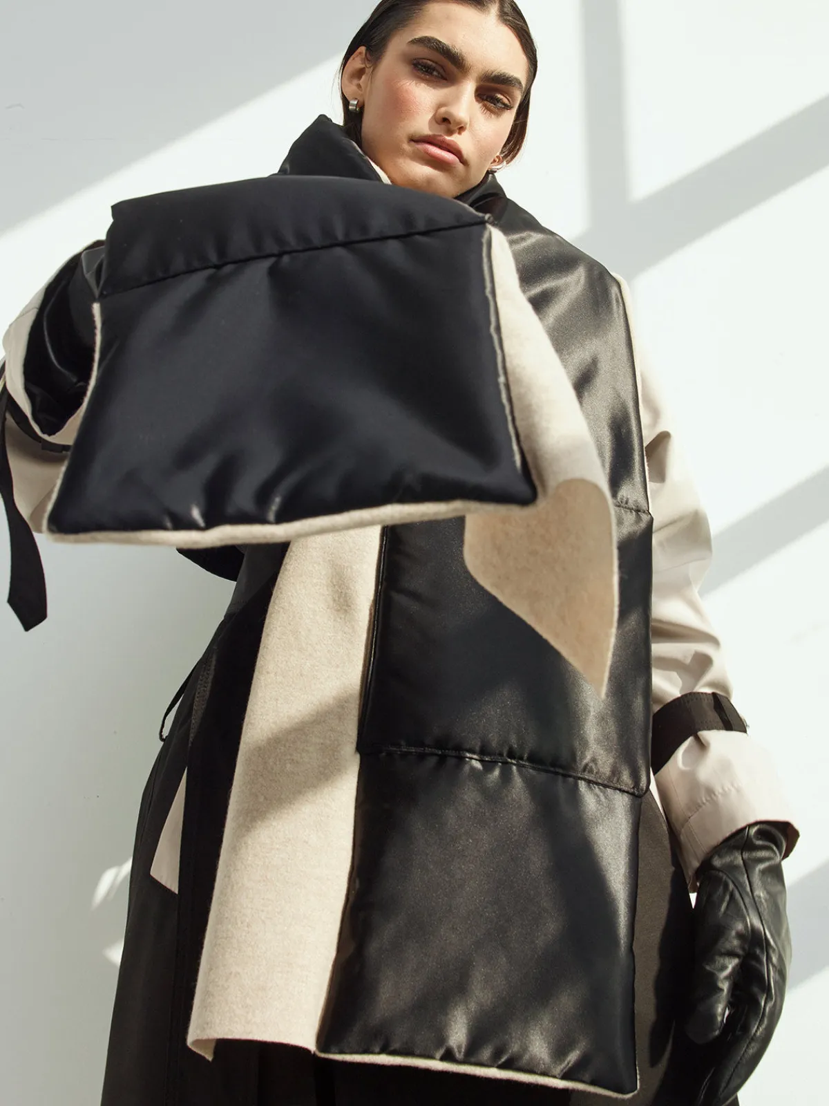 Caalo Cashmere Satin Sustainable Down Muff Scarf