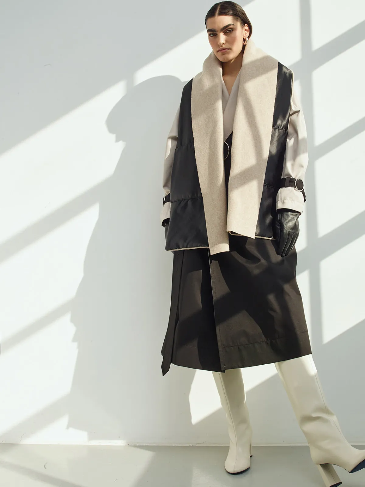 Caalo Cashmere Satin Sustainable Down Muff Scarf