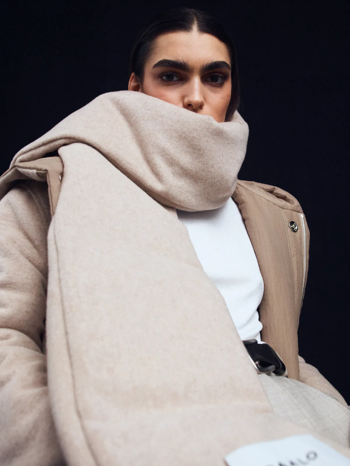 Caalo Cashmere Satin Sustainable Down Muff Scarf