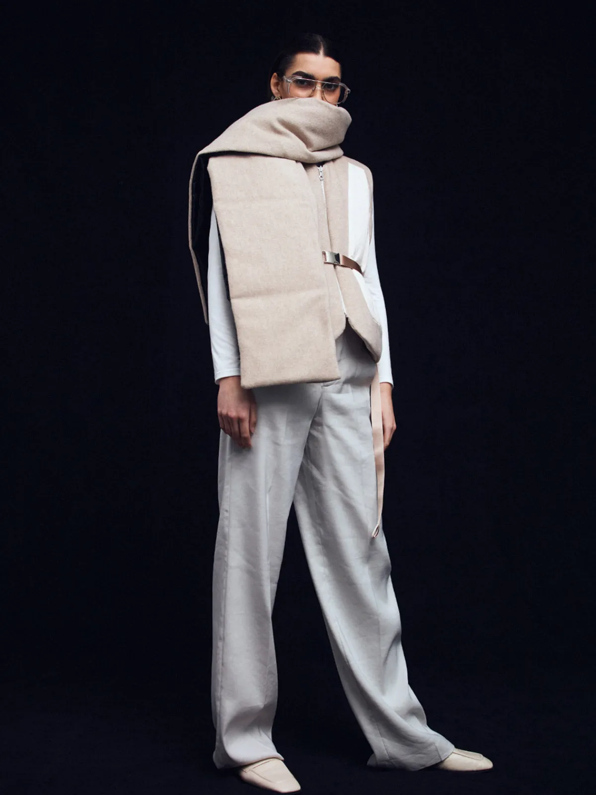 Caalo Cashmere Satin Sustainable Down Muff Scarf