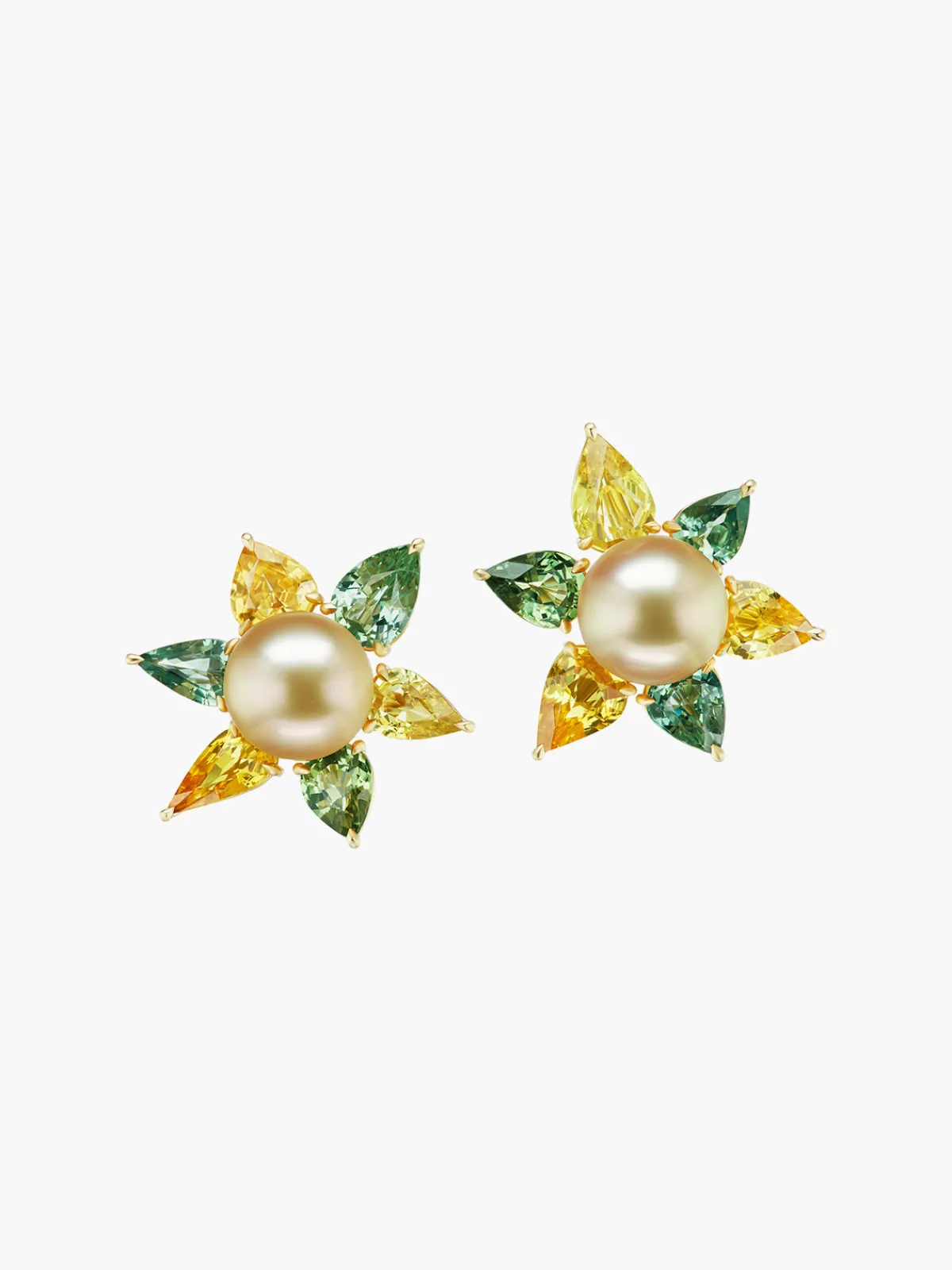Assael Golden Green Flower Earrings