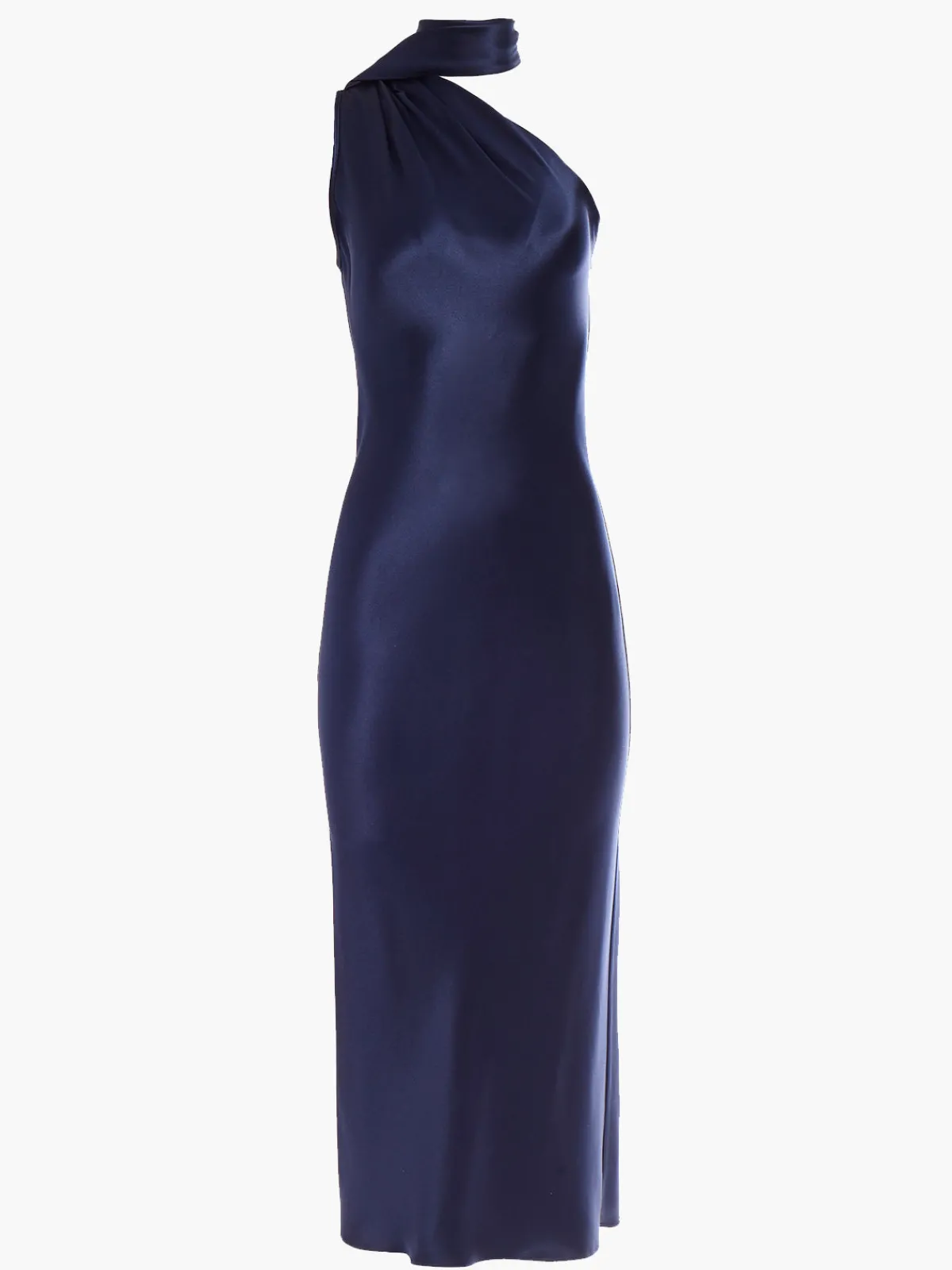 Mi Jong Lee One Shoulder Bias Dress with Scarf