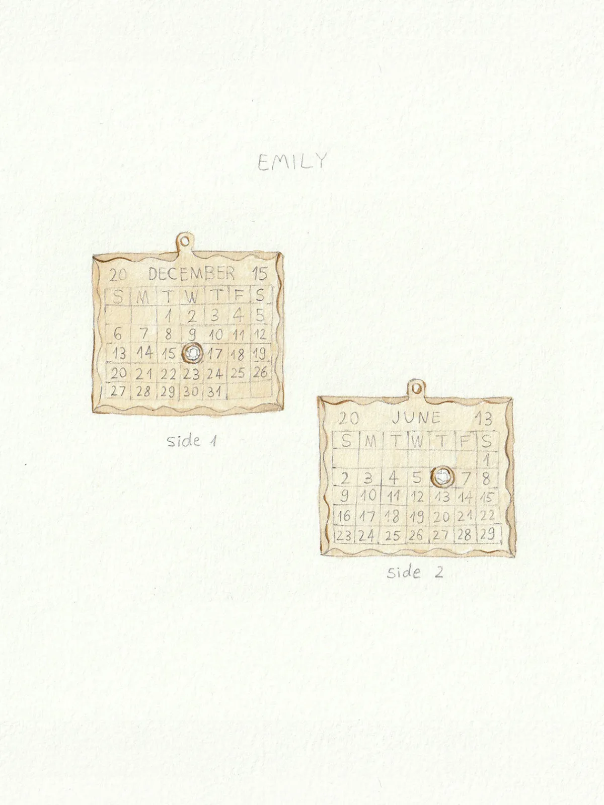 Zahava Double Sided 1960s Calendar Charm