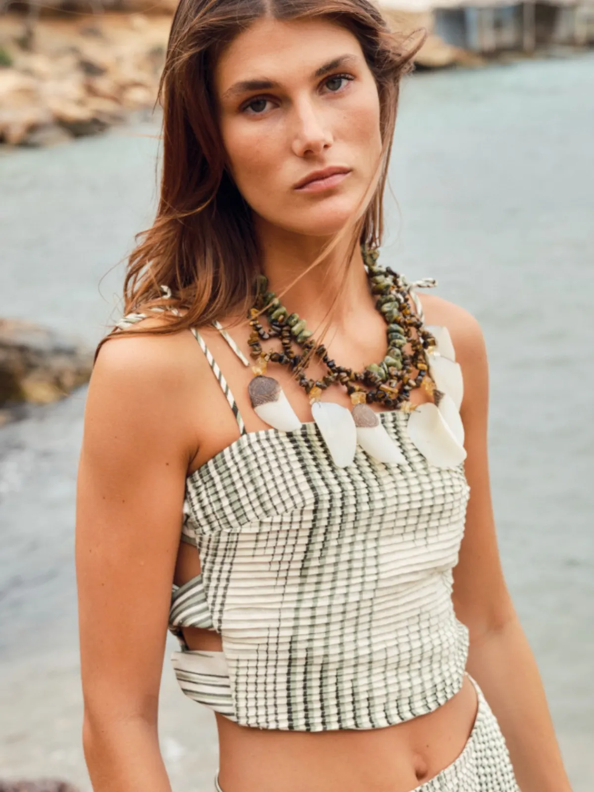 Juan de Dios Tejada Pleated Linen Top