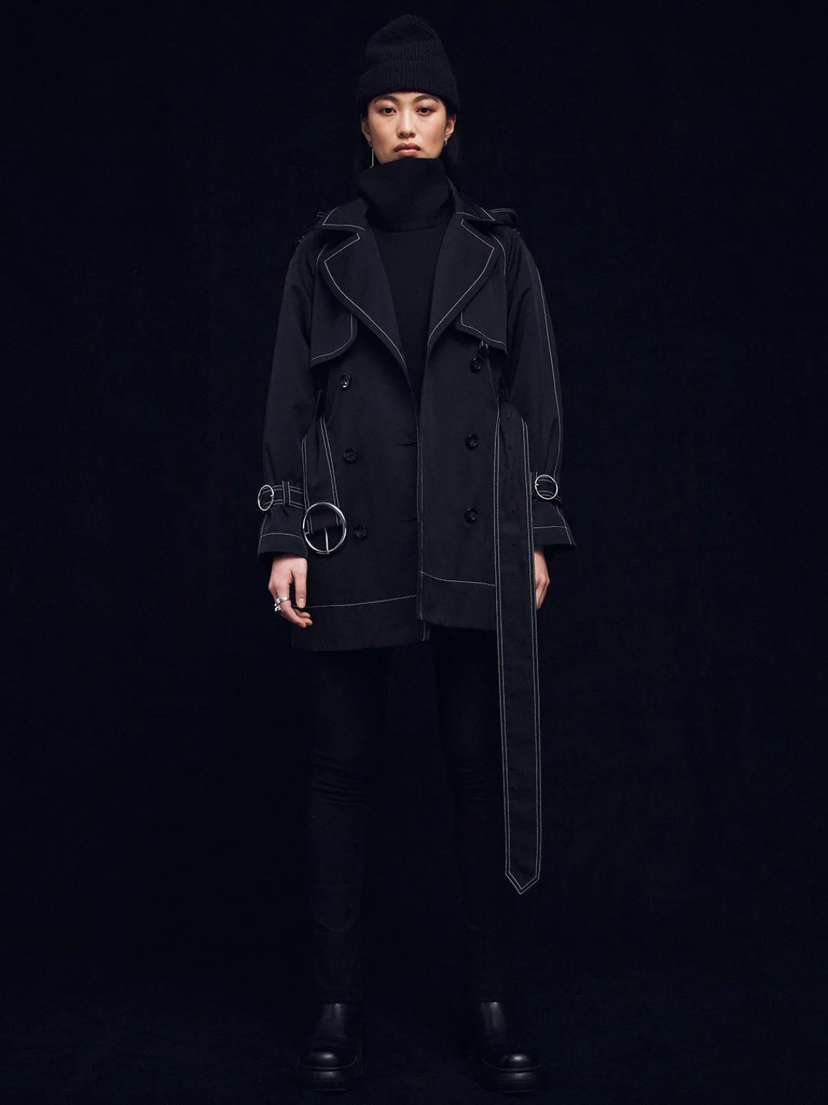 Caalo Sustainable Water Resistant Short Trench Coat