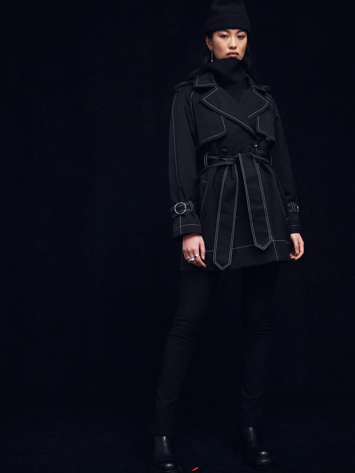 Caalo Sustainable Water Resistant Short Trench Coat