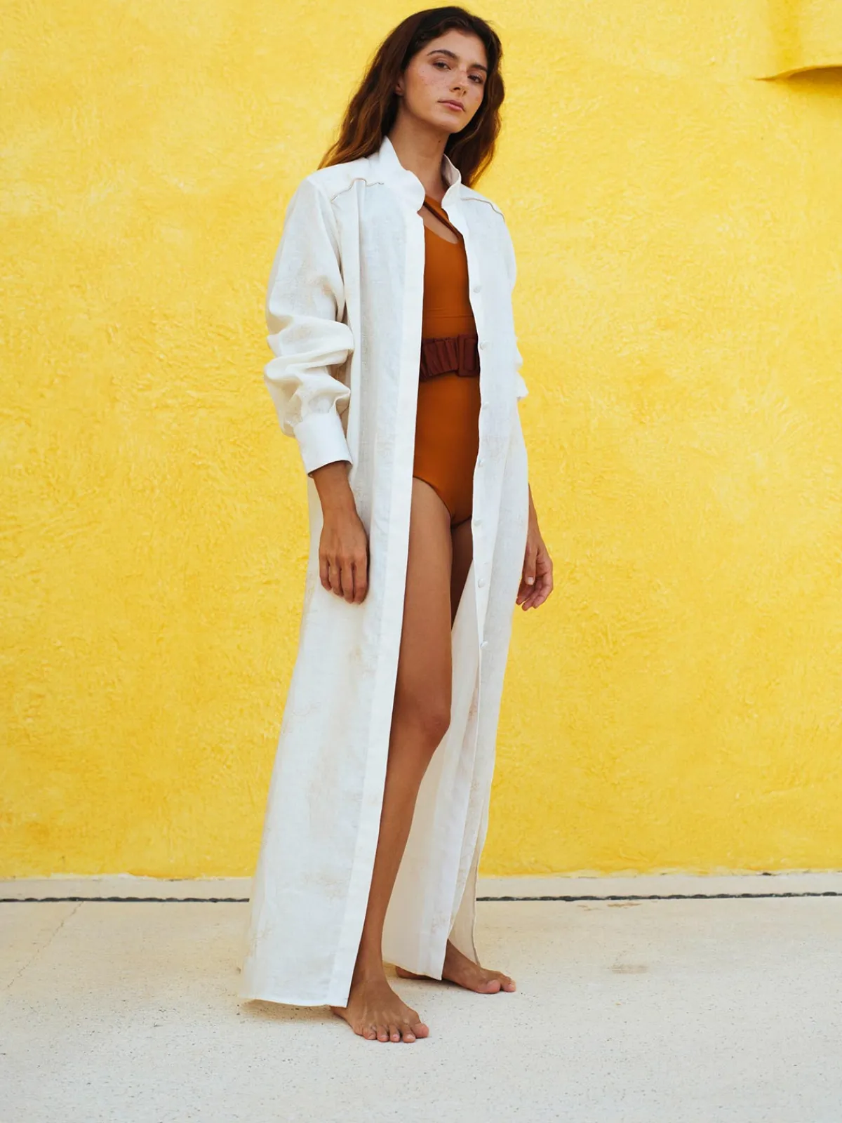 Juan de Dios Thalia Linen Shirt Maxi Dress