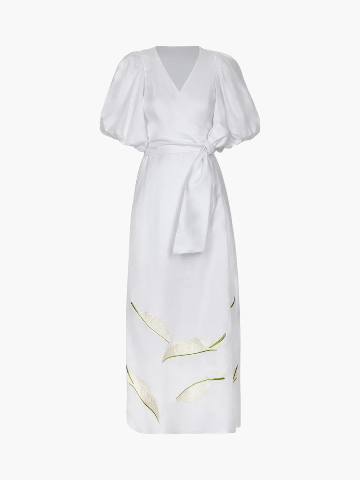Juan de Dios Ermita Linen Embroidered Midi Dress