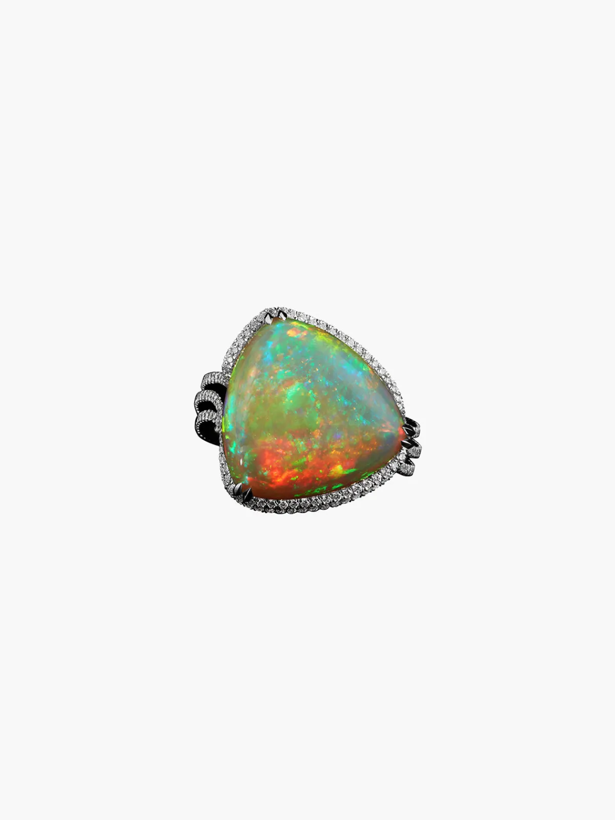 Alexandra Mor Checkerboard-Harlequin Opal Diamond Ring