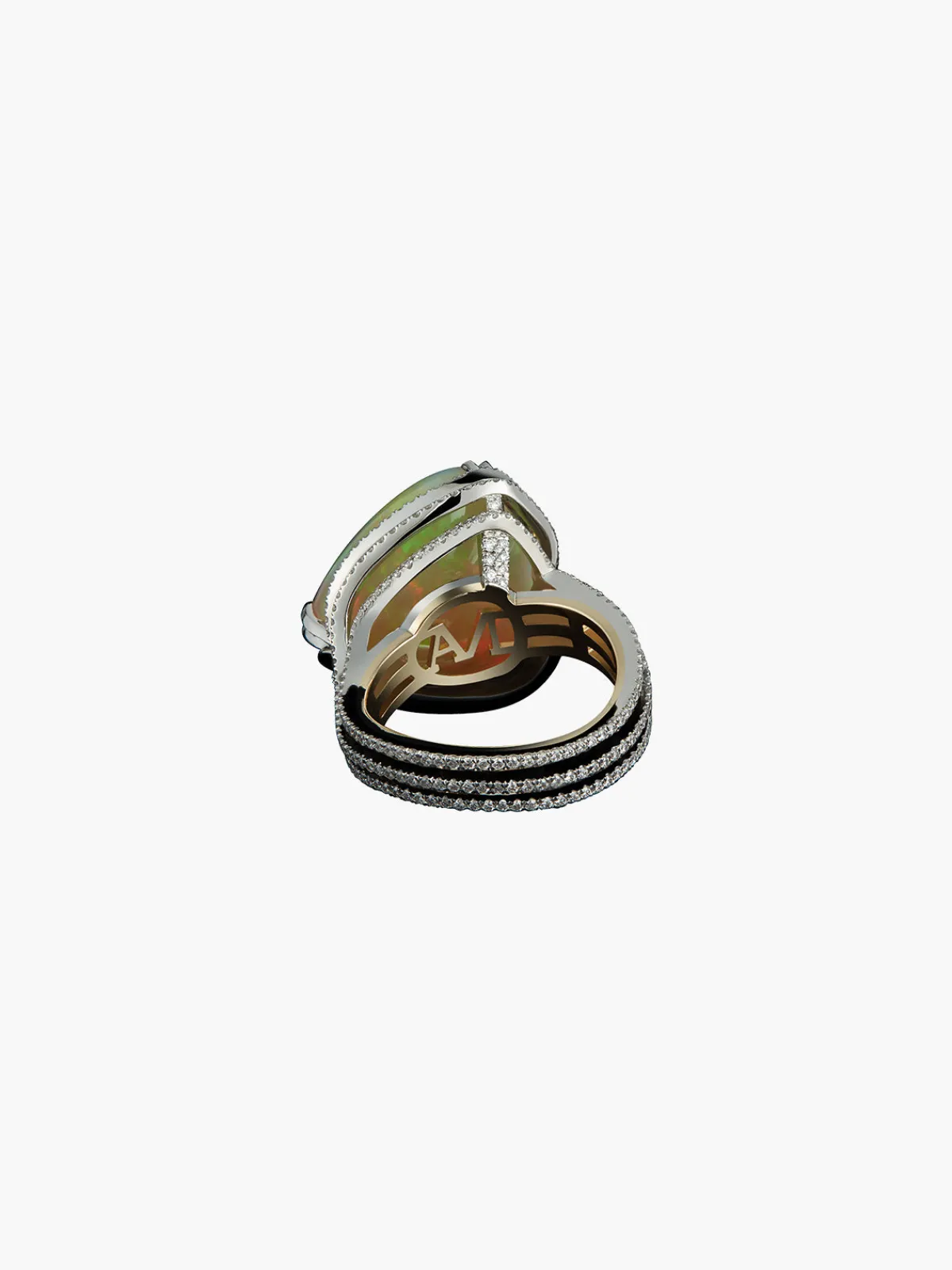 Alexandra Mor Checkerboard-Harlequin Opal Diamond Ring