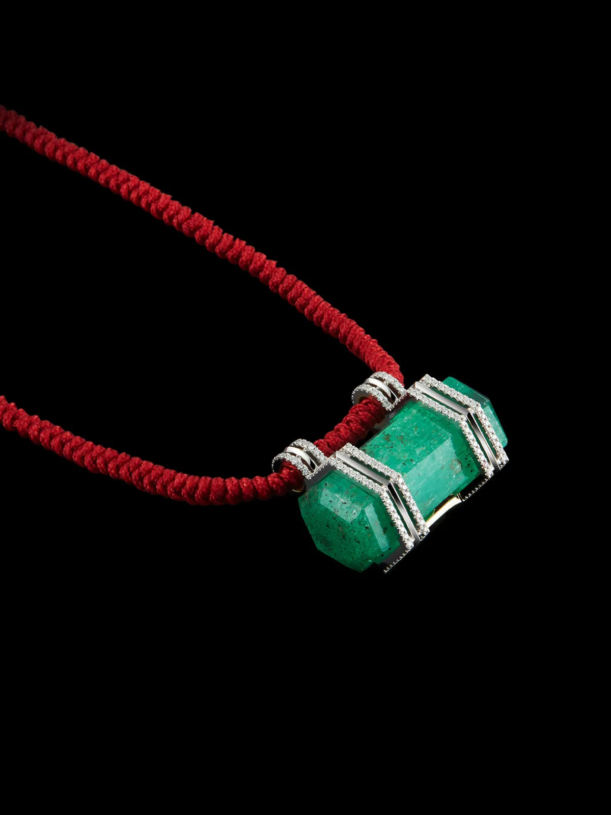Alexandra Mor Hexagon Emerald & Diamonds Pendant