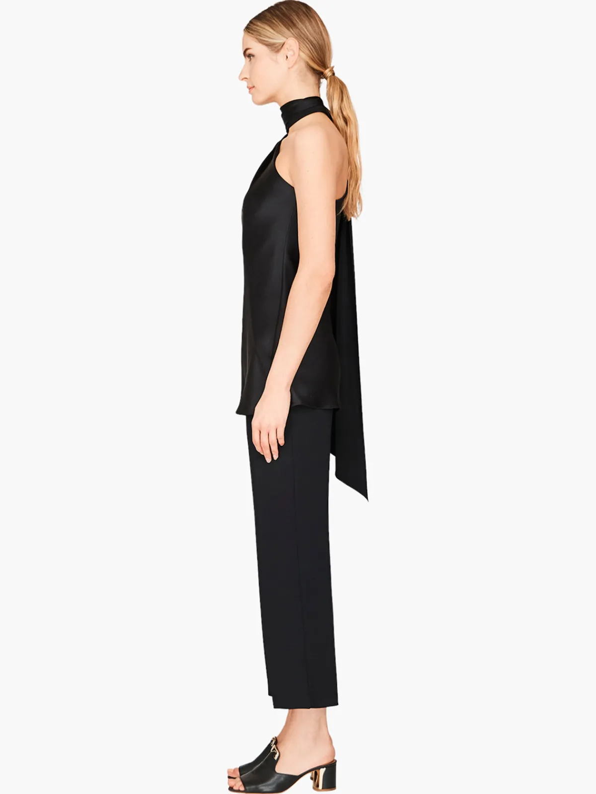 Mi Jong Lee One Shoulder Bias Top With Scarf