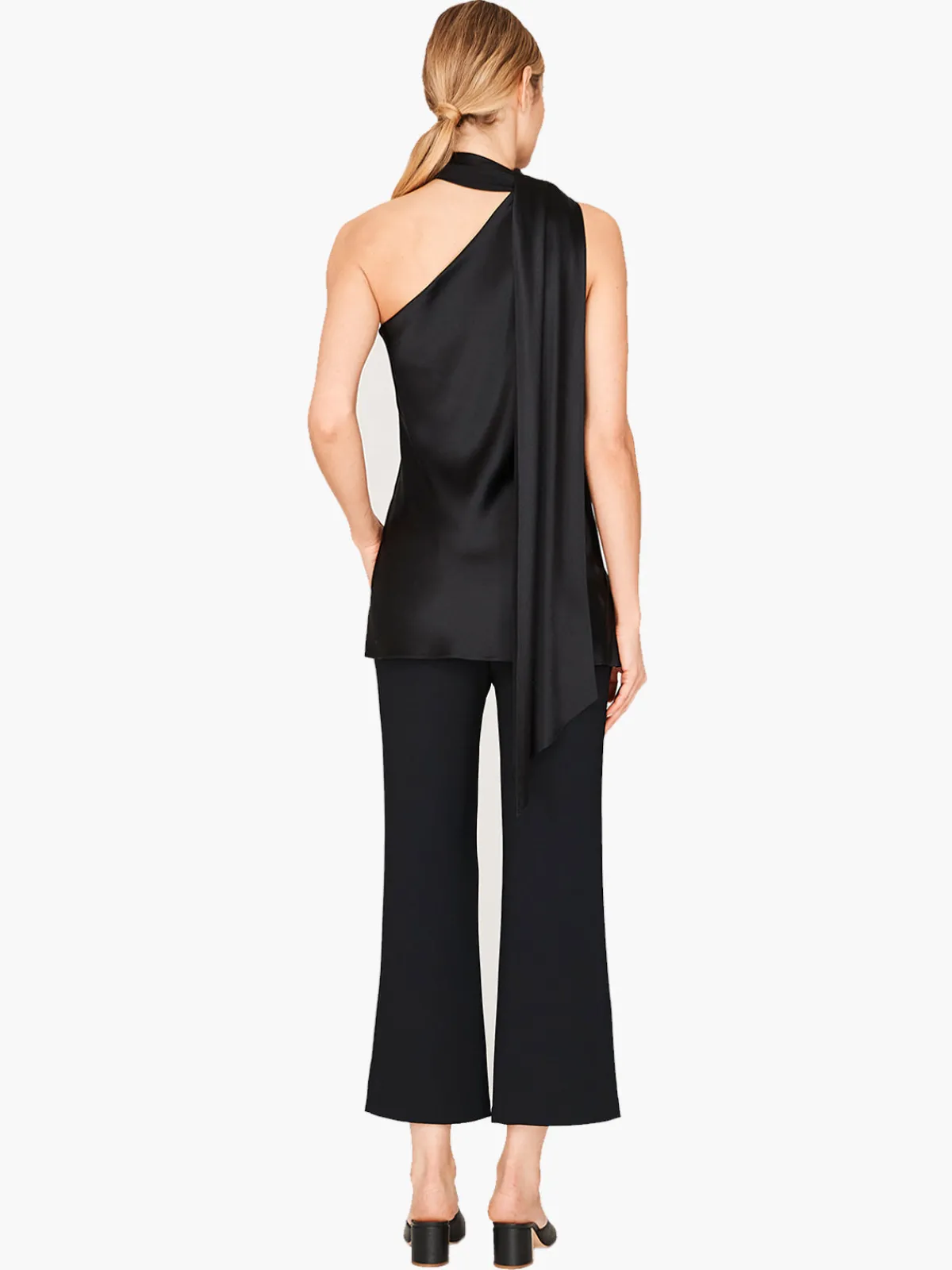 Mi Jong Lee One Shoulder Bias Top With Scarf