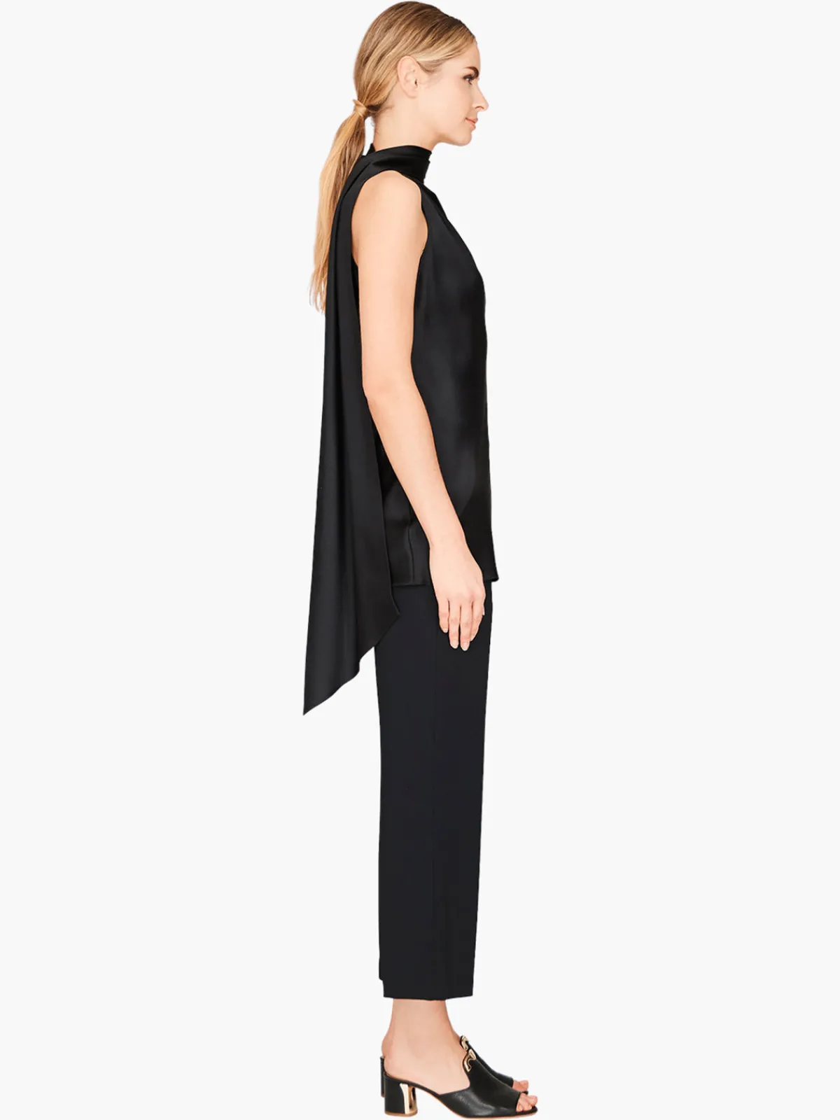 Mi Jong Lee One Shoulder Bias Top With Scarf