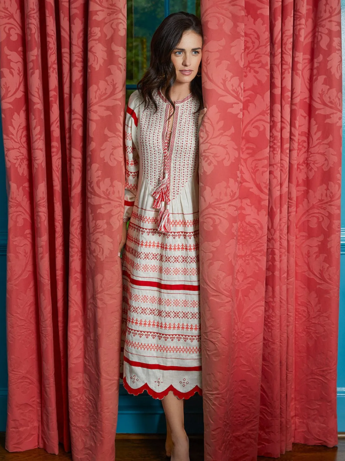 Larkin Lane Kateryna Embroidered Ukrainian Dress