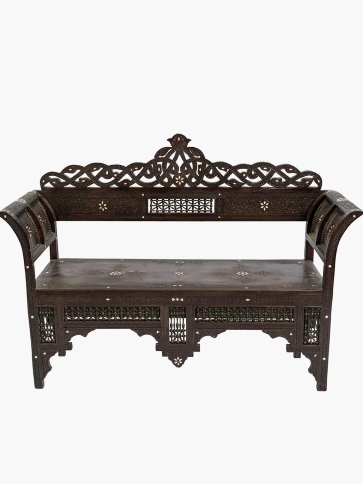 Casa Chiqui Moroccan Carved Bench