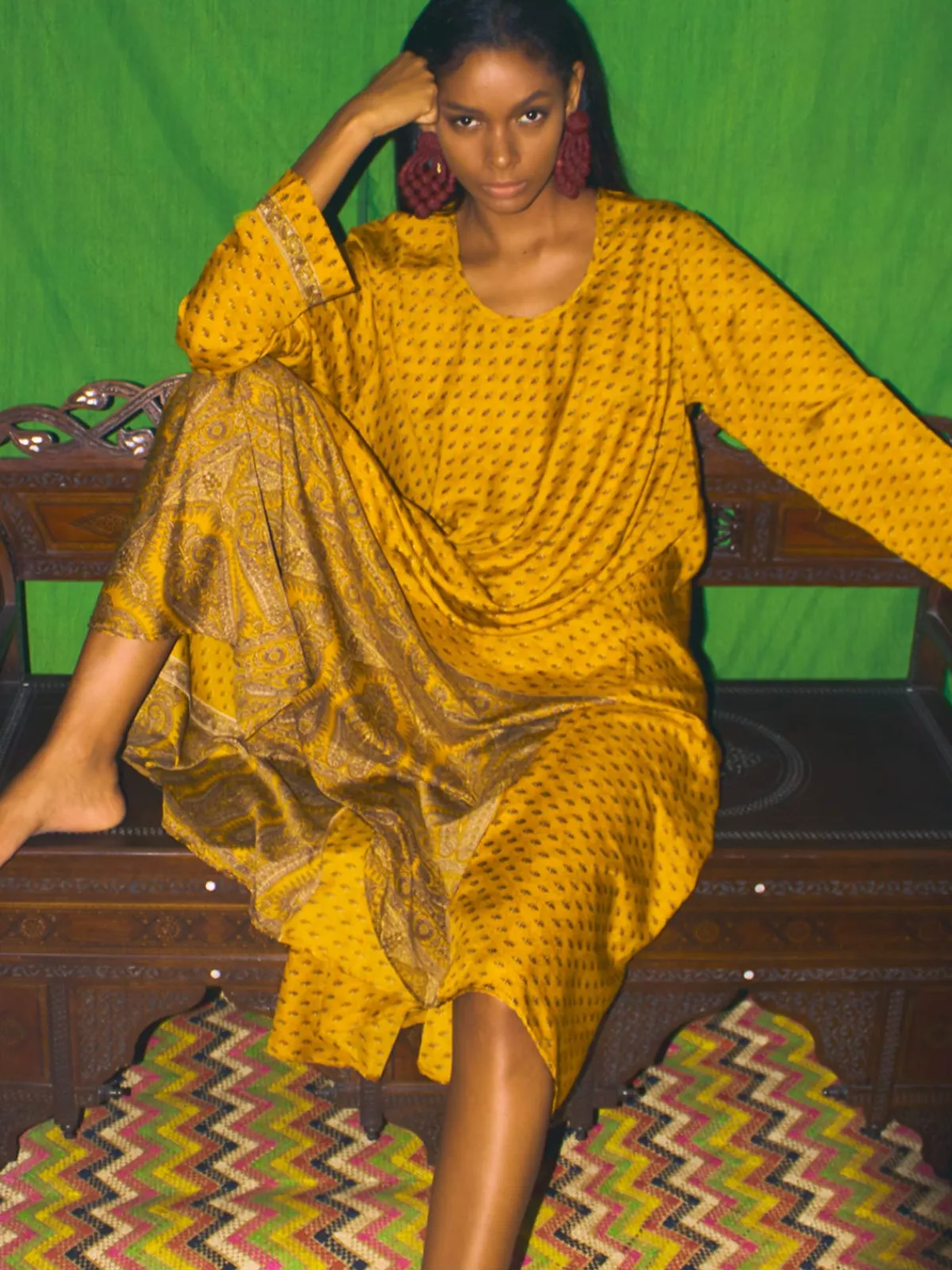 Casa Chiqui Moroccan Carved Bench