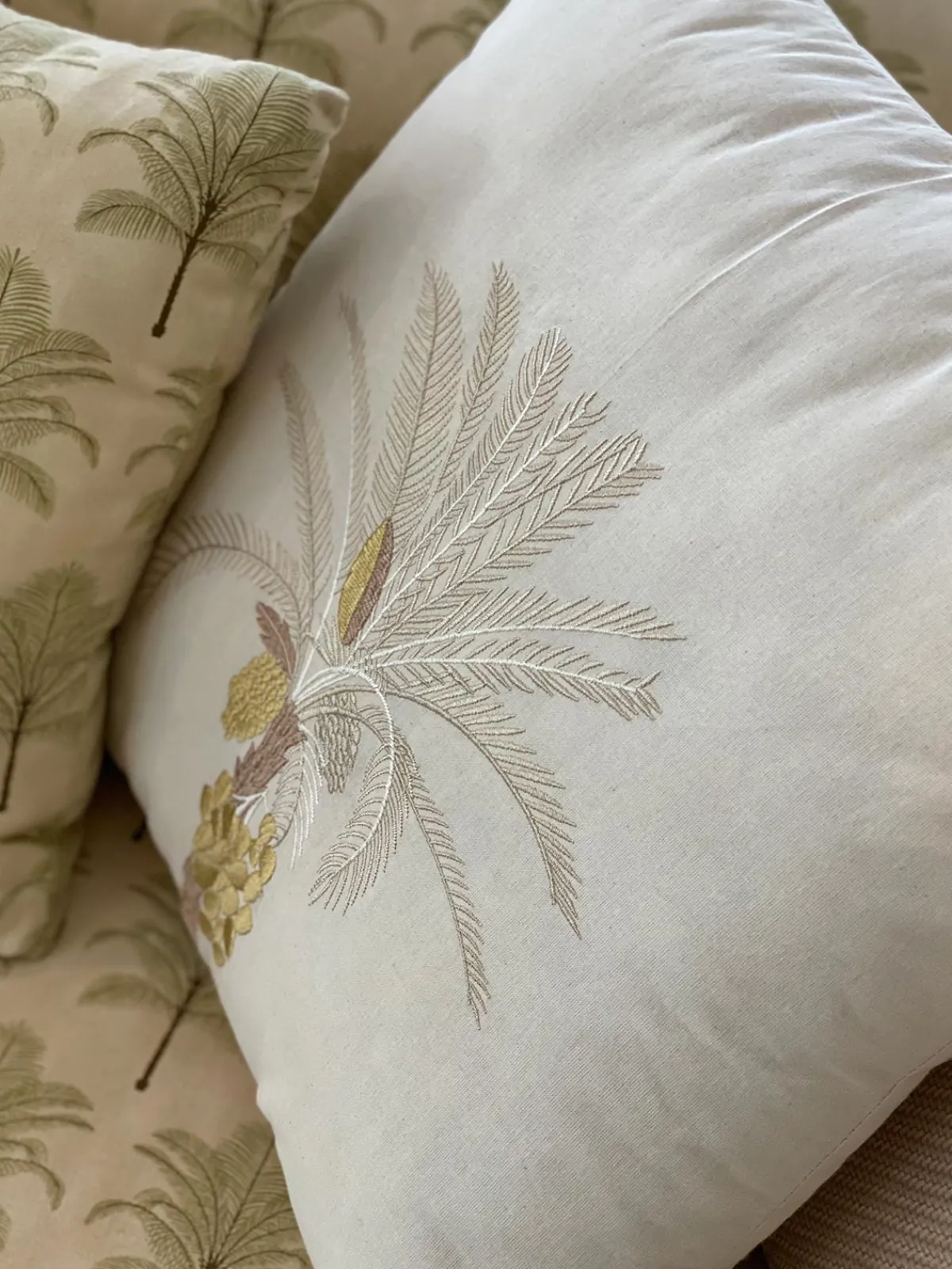 Juan de Dios Palm Tree Embroidered Cushion Cover