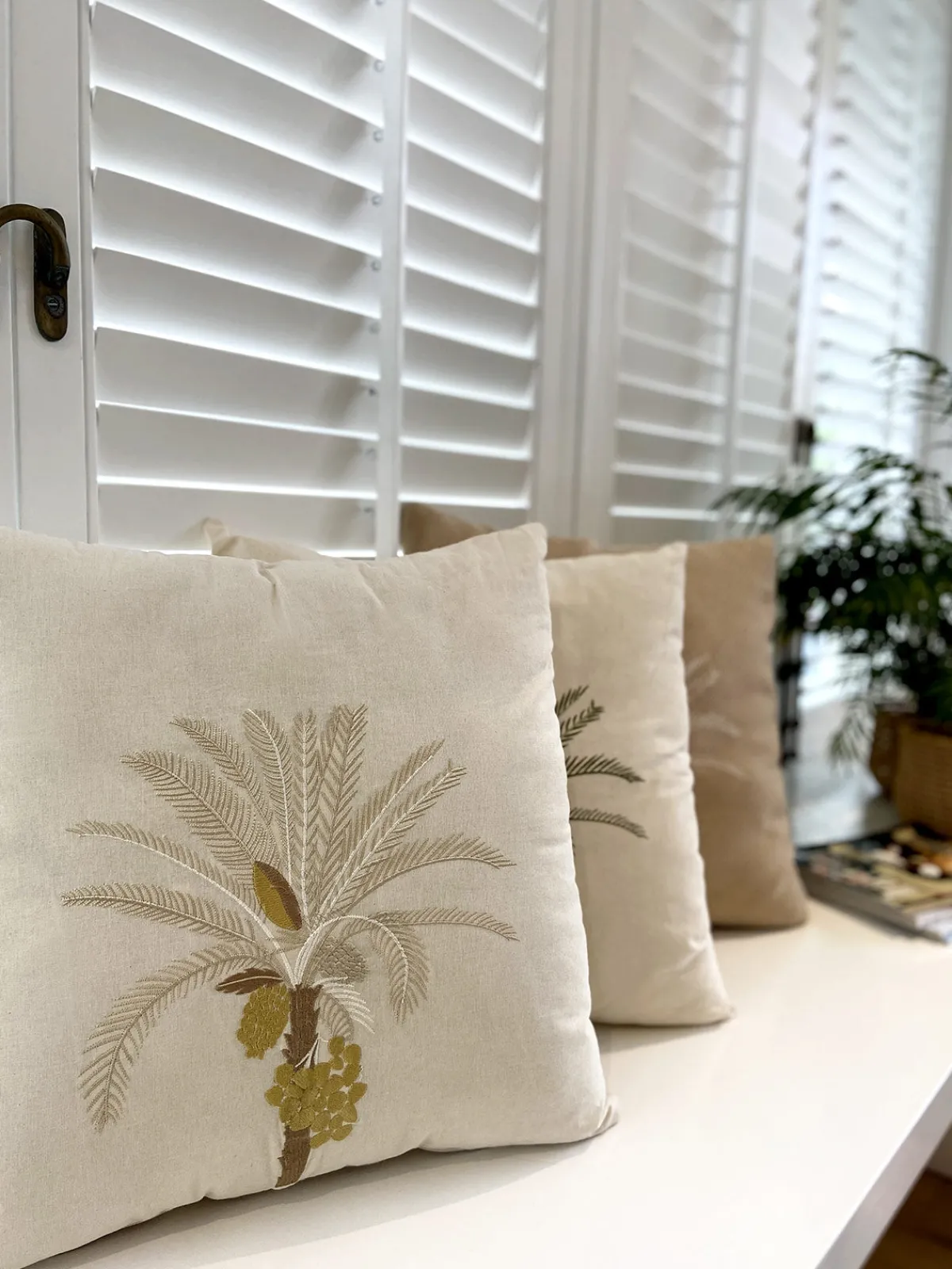 Juan de Dios Palm Tree Embroidered Cushion Cover
