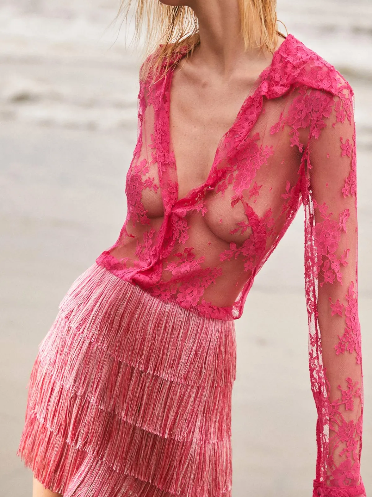 Francesca Miranda Sunrise Fringe Mini Skirt