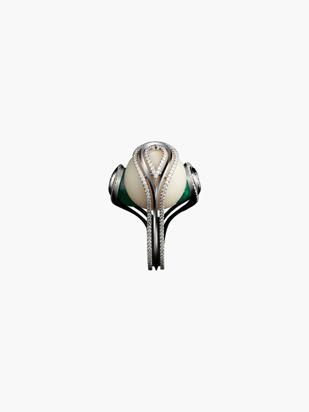 Alexandra Mor Tagua Seed & Emerald Sphere Ring