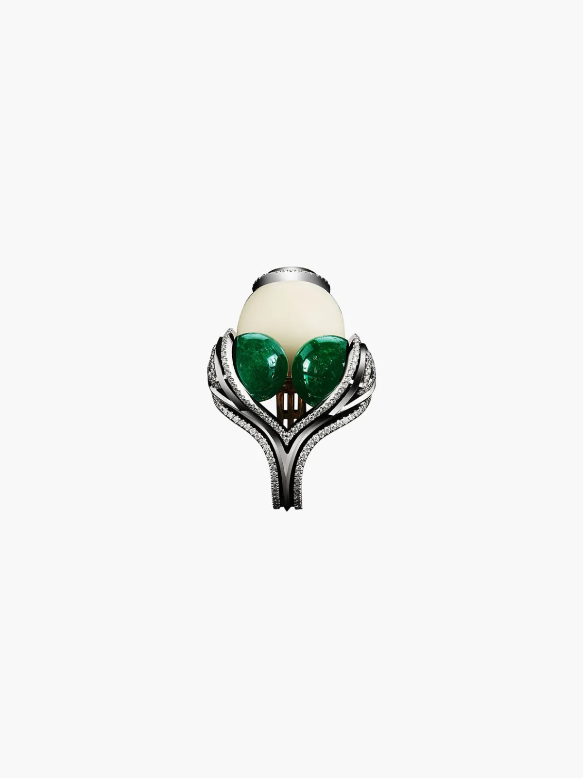 Alexandra Mor Tagua Seed & Emerald Sphere Ring
