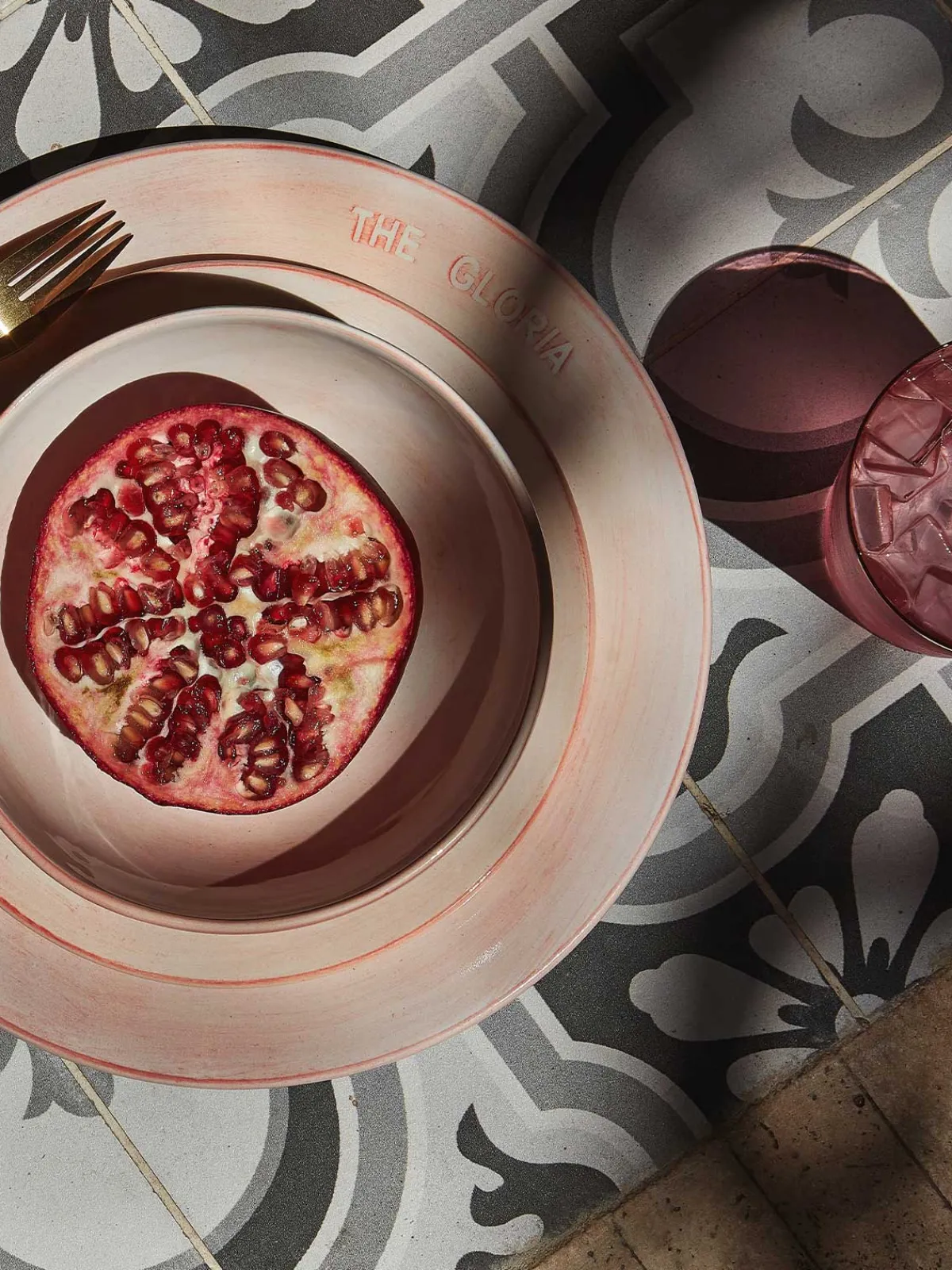 Francesca Miranda Hand Painted Six Piece Table Setting in Rose