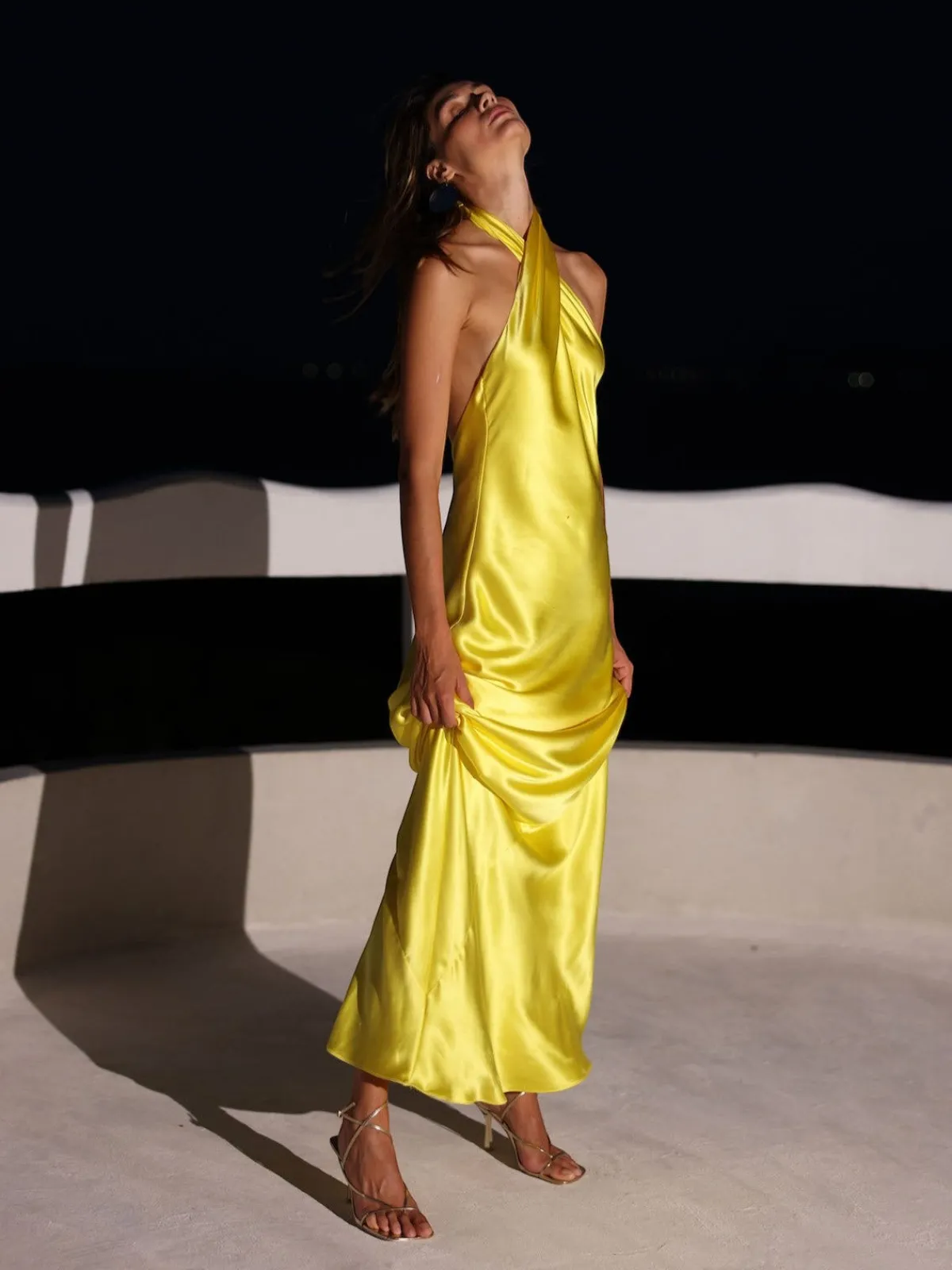 Francesca Miranda Olivia Halter Silk Dress