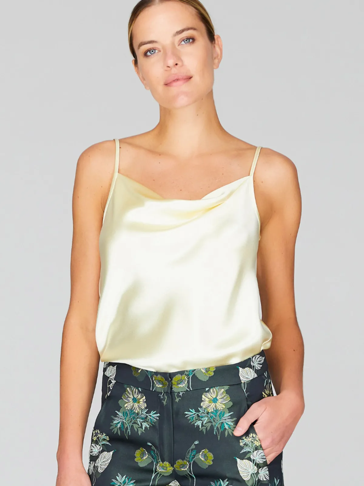 Mi Jong Lee Satin Drape Front Camisole