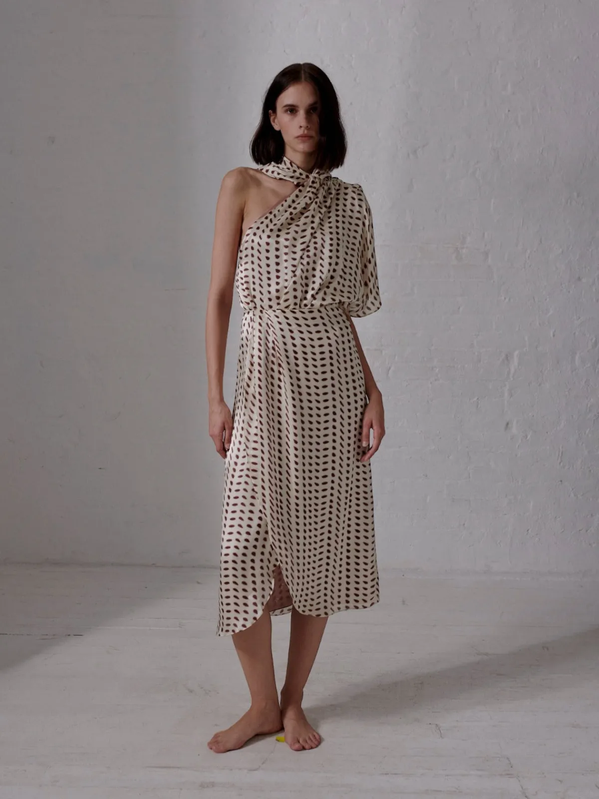 Juan de Dios Amaime Satin Silk Midi Skirt