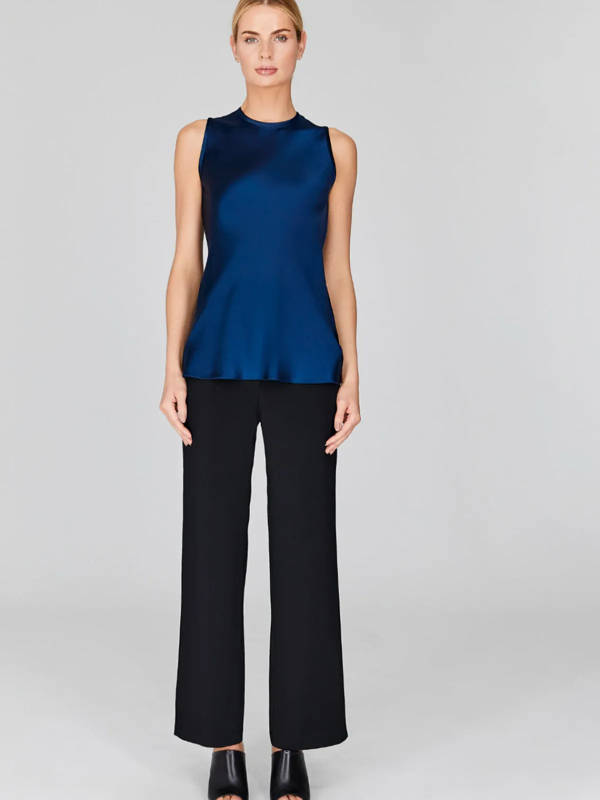 Mi Jong Lee Satin Crew Neck Bias Tank