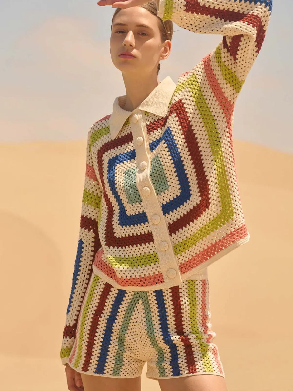 Escvdo Plaza Crochet Cardigan