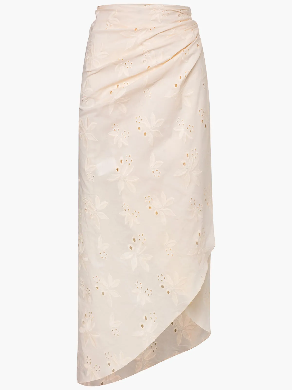 Juan de Dios Choco Cotton Eyelet Wrap Around Midi Skirt