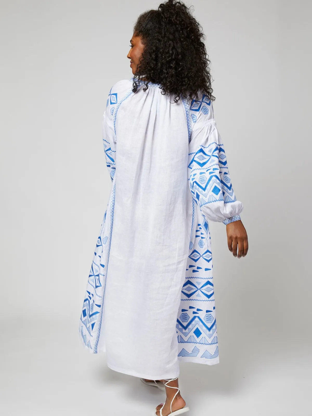 Larkin Lane Daniela Ukrainian Embroidered Maxi Dress / Kaftan