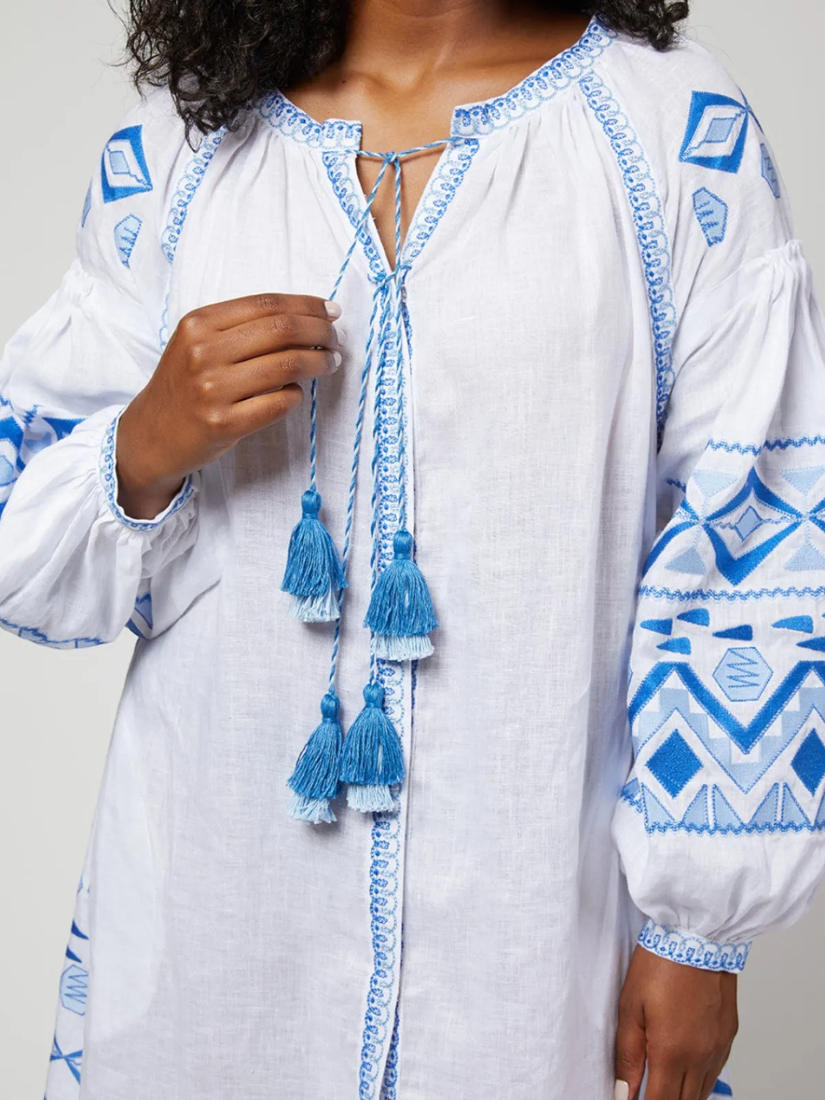 Larkin Lane Daniela Ukrainian Embroidered Maxi Dress / Kaftan