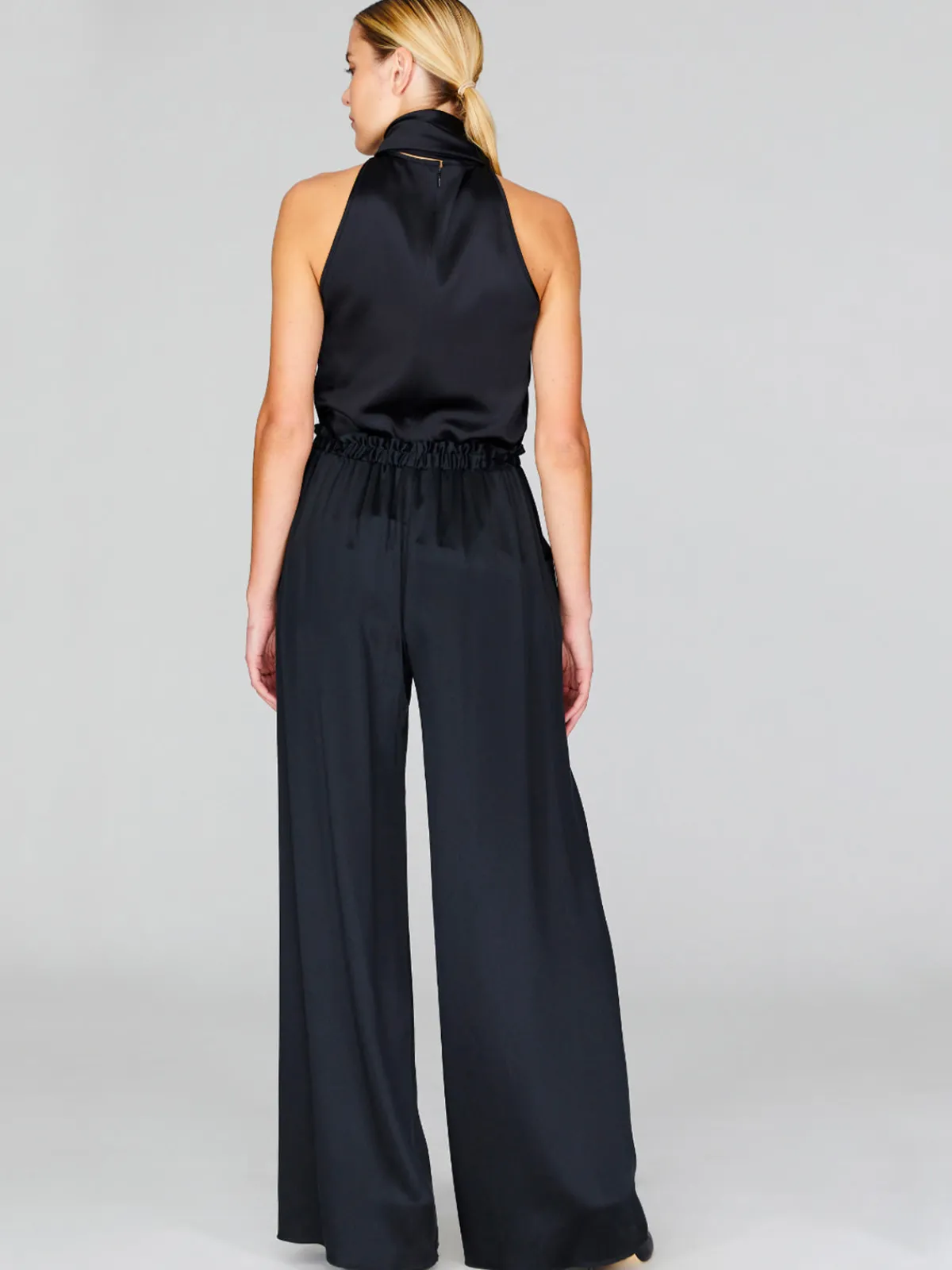 Mi Jong Lee Satin Tie Neck Top