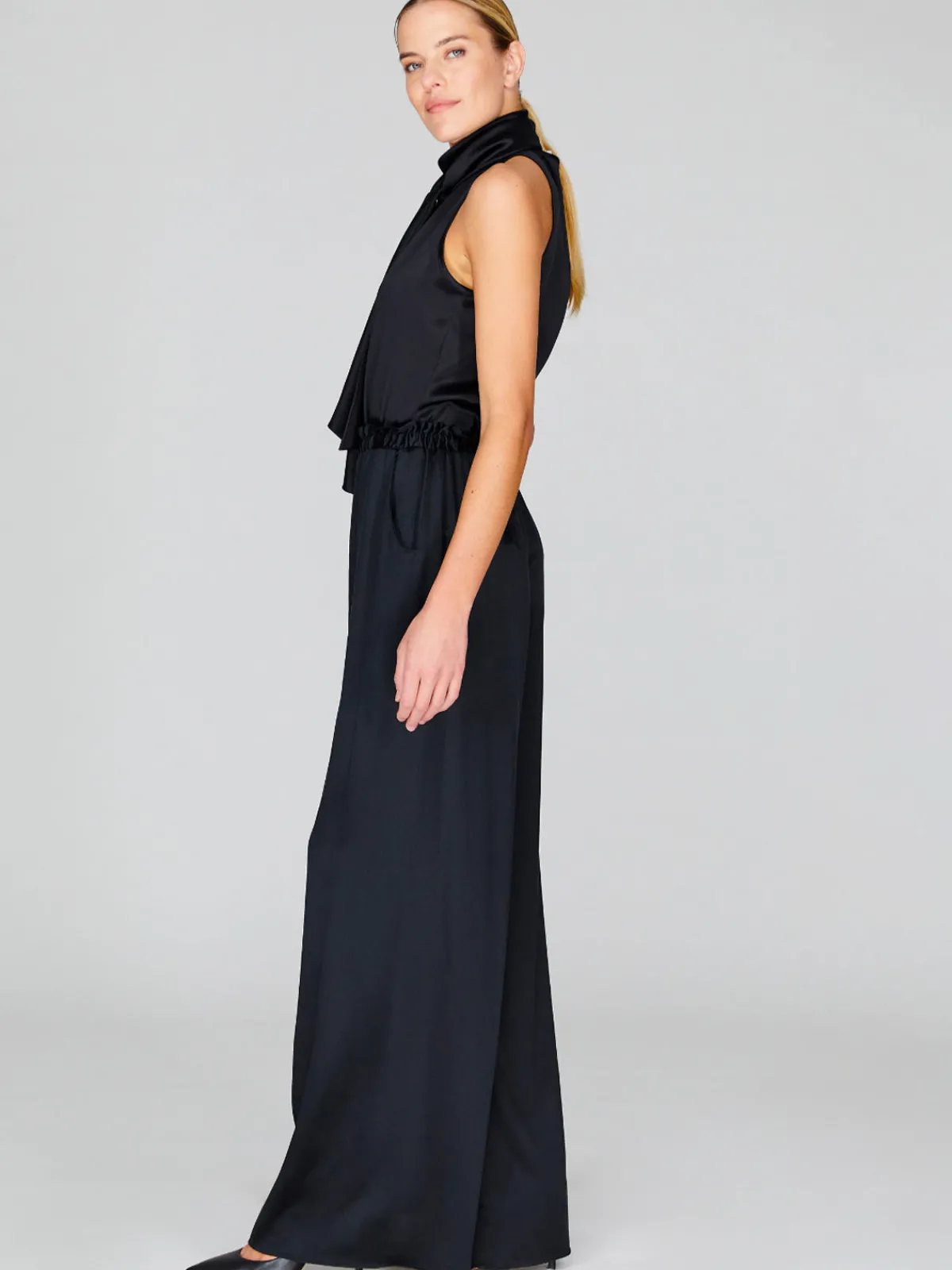 Mi Jong Lee Satin Tie Neck Top