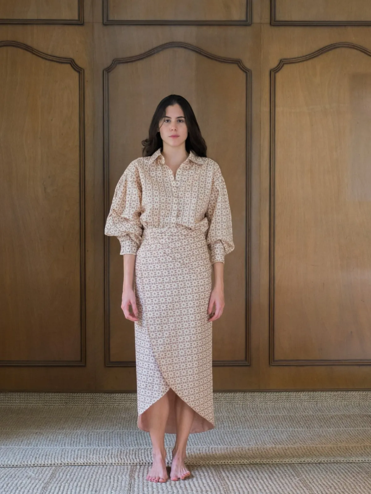 Juan de Dios Siboney Cotton Bio Wrap Midi Skirt