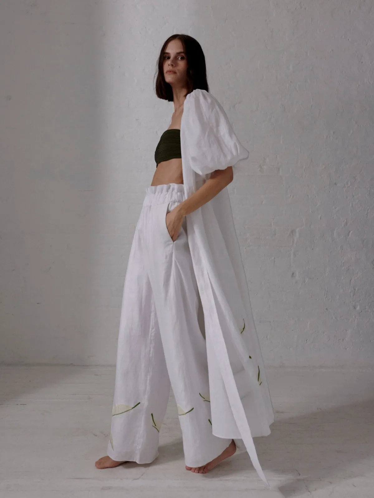 Juan de Dios San Benito Embroidered Linen Pants