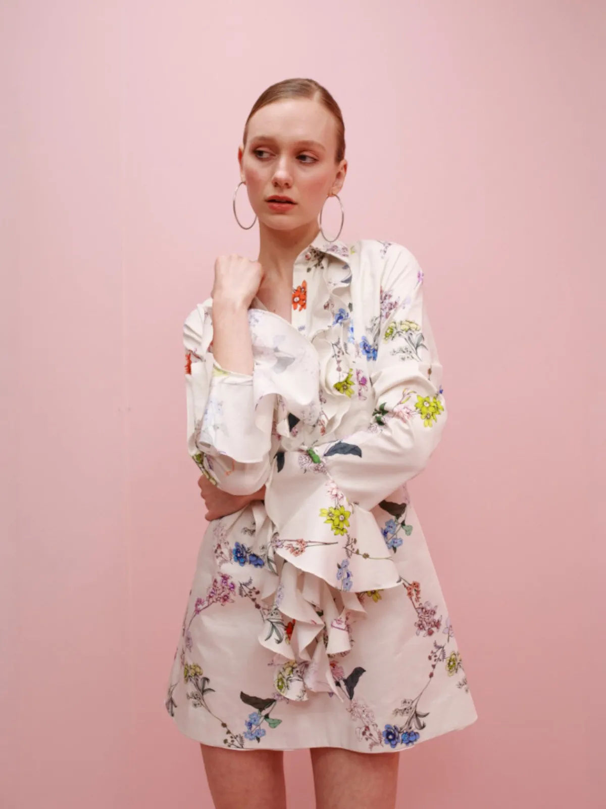 Francesca Miranda Cate Cotton Flowers Mini Dress