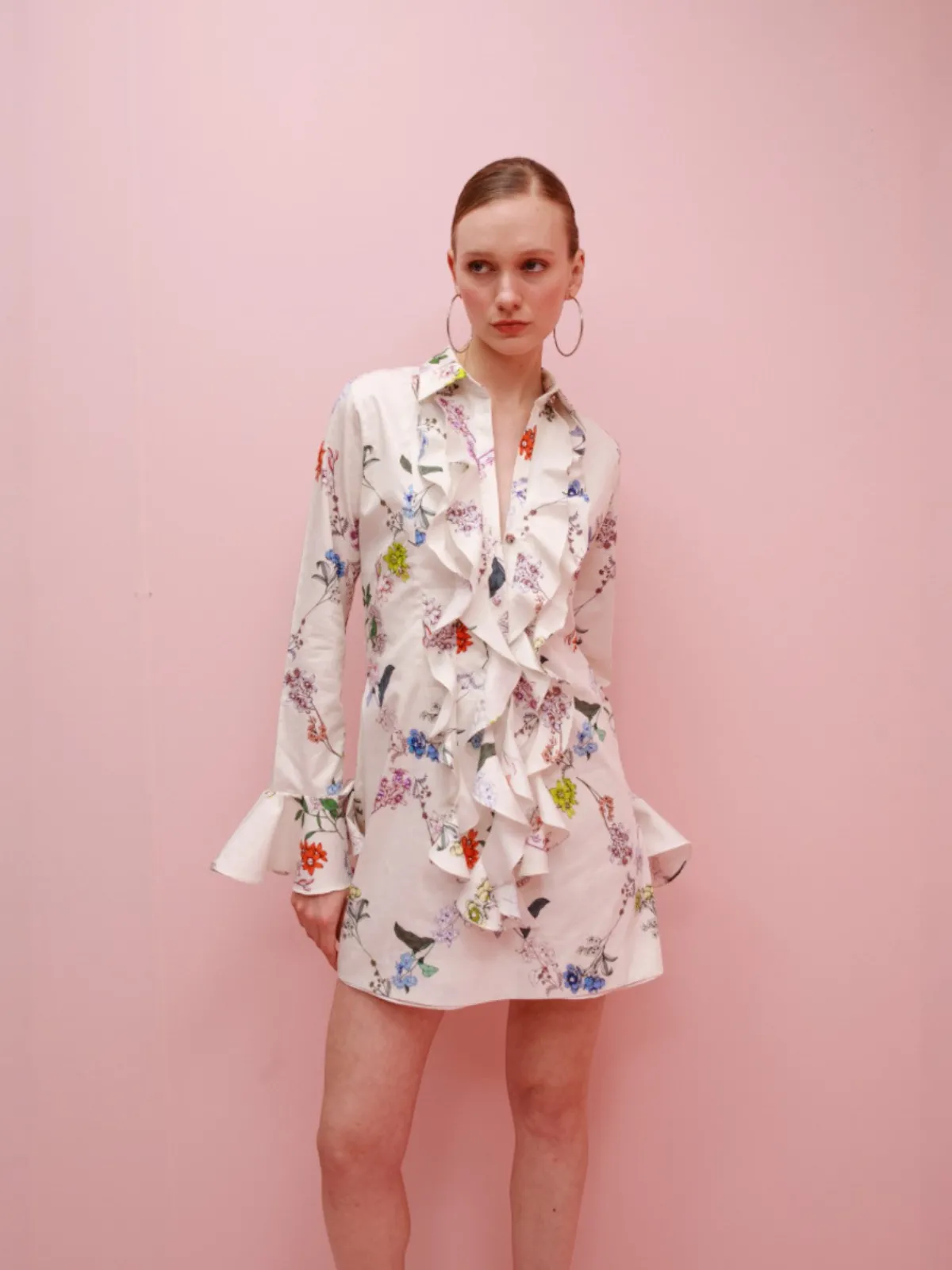 Francesca Miranda Cate Cotton Flowers Mini Dress