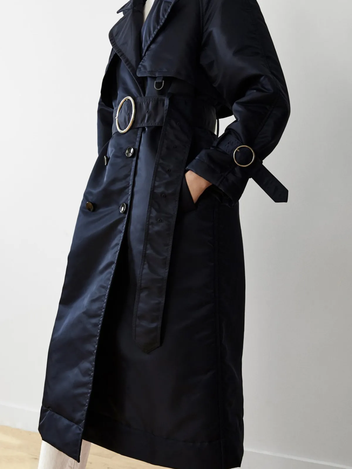 Caalo Sustainable Down Filled Satin Trench
