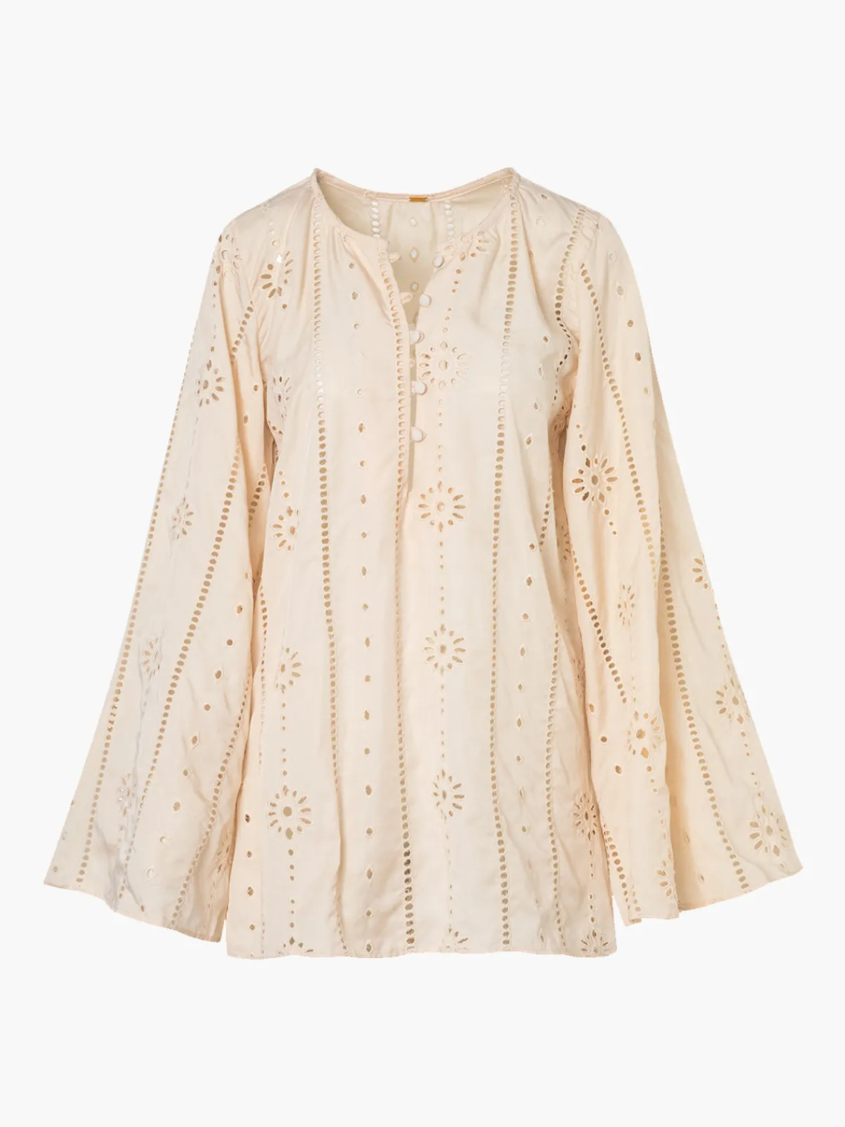 Juan de Dios Lisa Cotton Eyelet Maxi Shirt