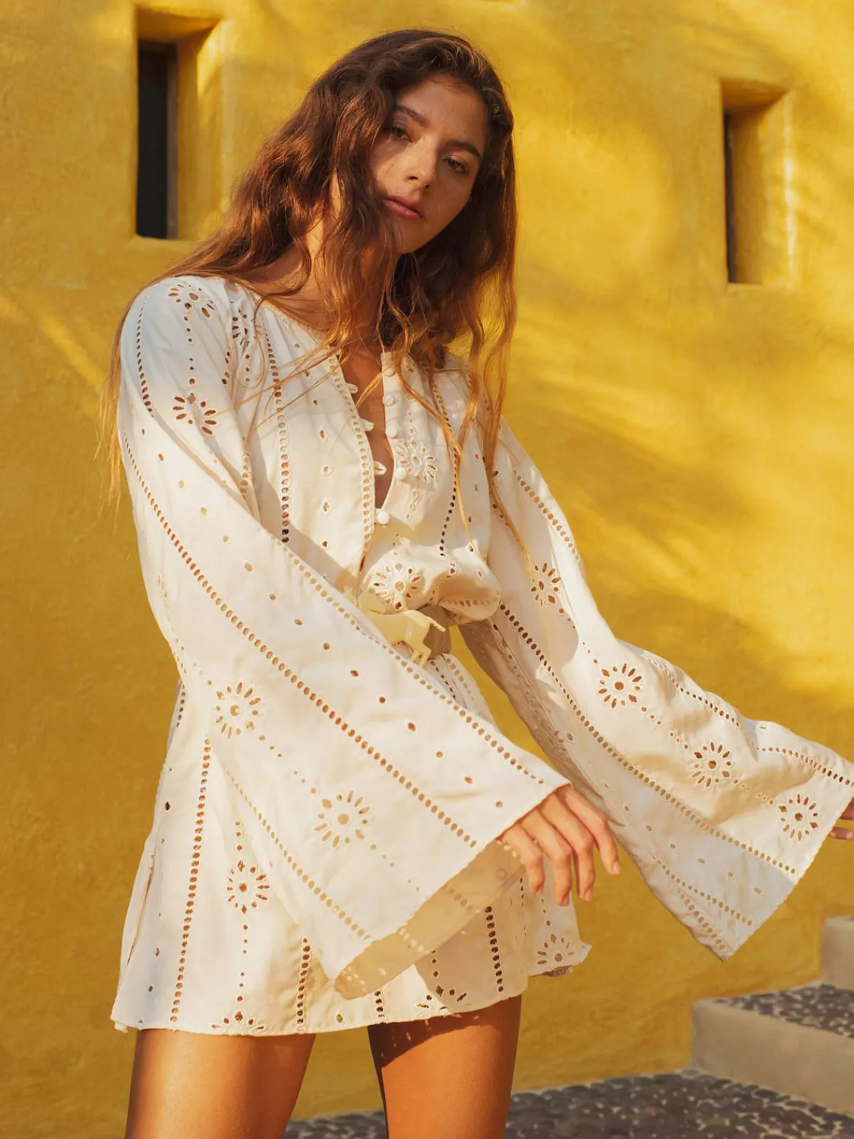 Juan de Dios Lisa Cotton Eyelet Maxi Shirt