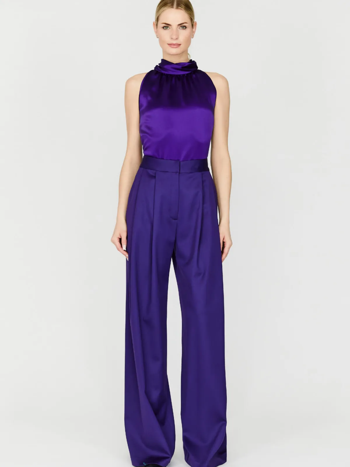 Mi Jong Lee Satin Tie Neck Top