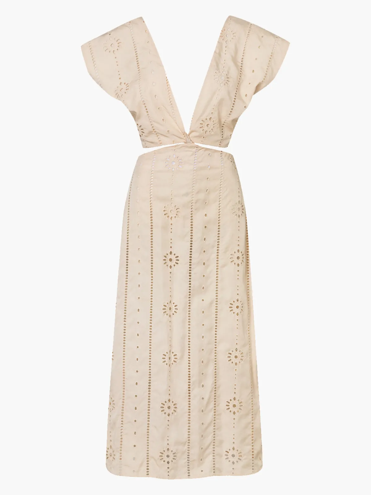 Juan de Dios Quinto Sol Cotton Eyelet Midi Dress