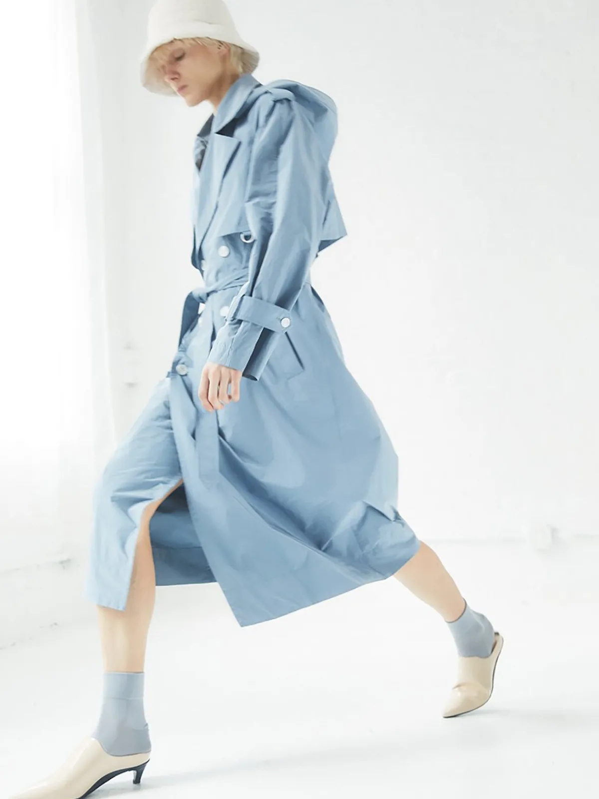 Caalo Sustainable Water Resistant Hooded Trench Coat